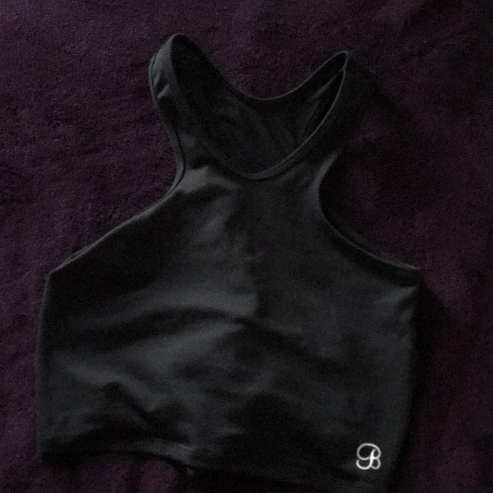 Bombshell black & mesh back crop top